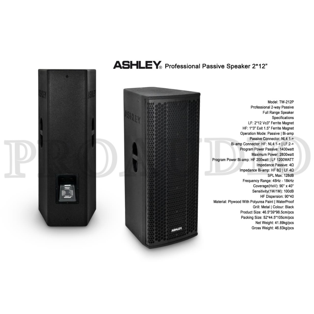 SPEAKER PASIF ASHLEY TW 212P / TW212P / TW-212P ASHLEY  2X12 INCH DOUBLE WOOFER Original