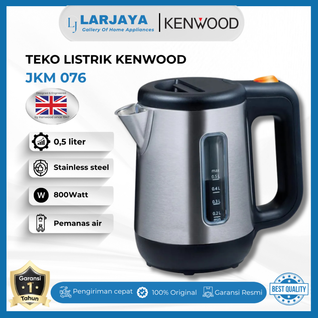 Kenwood JKM 076 Ketel Listrik - Teko Listrik 0.5L, Stainless Steel