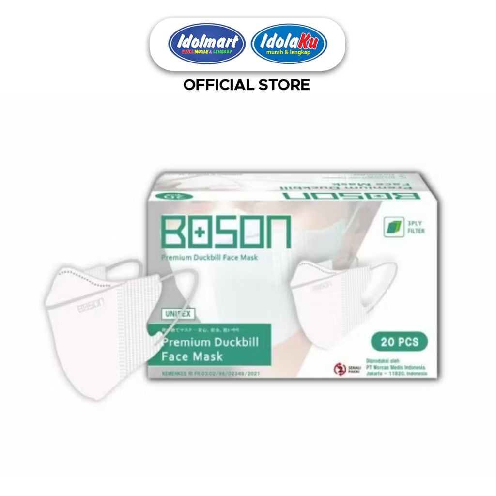 IDOLMART Masker Duckbill Putih Isi 20 Pcs per Box Masker 3 Lapis