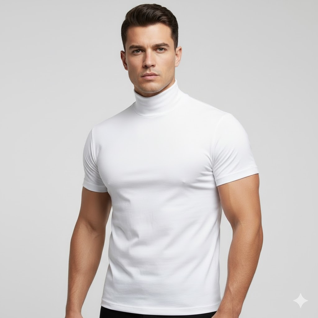 Kaos putih polos kerah tinggi/kaos kerah tinggi putih