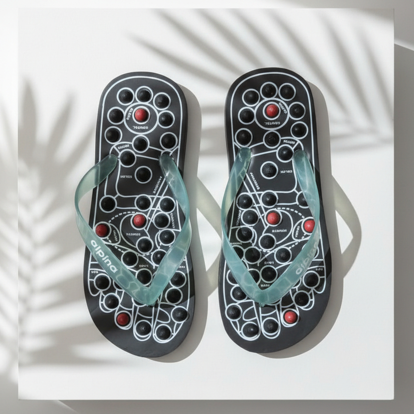Sandal Akupresur Karet Jepit / Alat Pijat Refleksi Kaki untuk Rematik