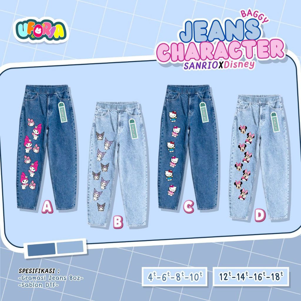 PO ‼️ Pre Order l BAGGY JEANS CHARACTER SANRIO X DISNEY by UFORIA