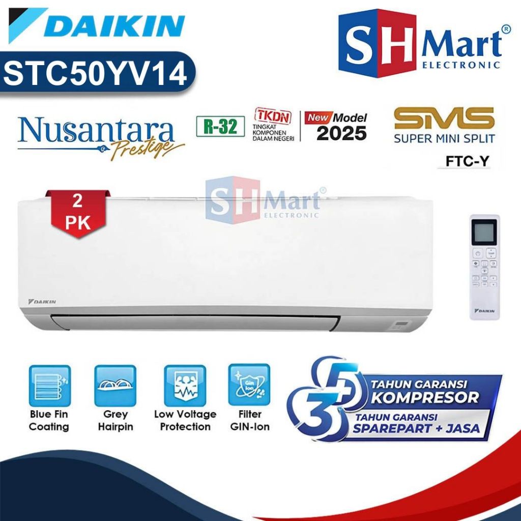 Ac Daikin 2 Pk Standard STC50YV / STC-50YV Nusantara Prestige Blue Fin Coating TERBARU 2025 (MEDAN)