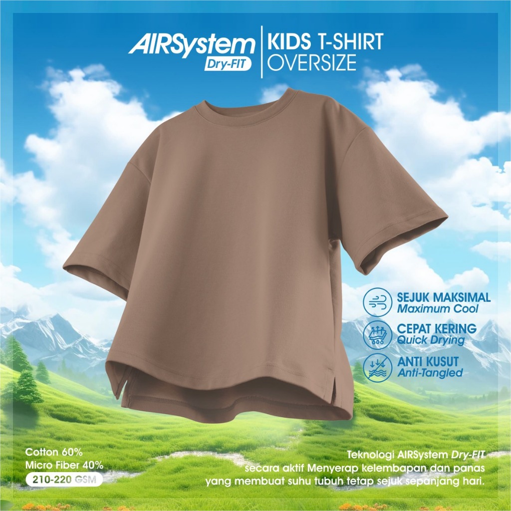 Kaos Anak Oversize AIRsystem Micro Cotton Danbowl Dry Fit CMGKIDS Fashion Unisex Coksu