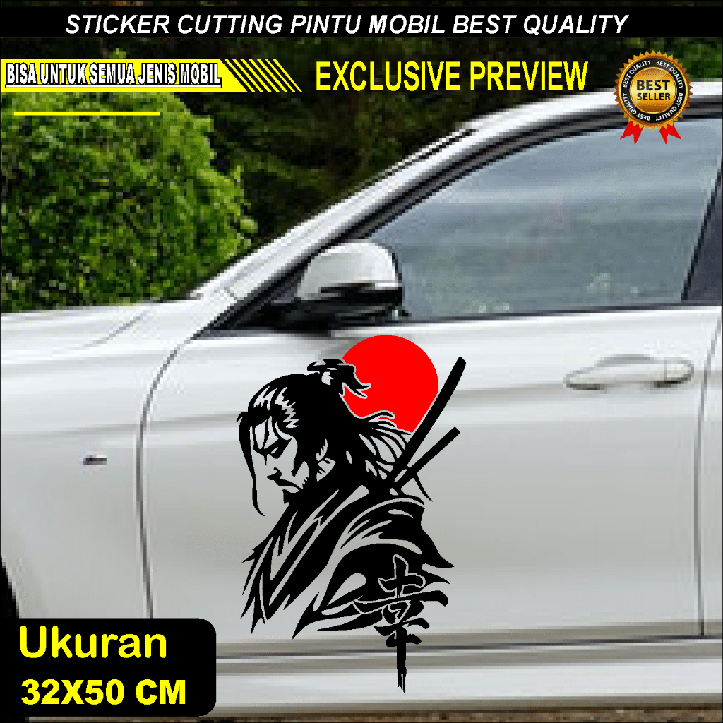 COD TERLARIS STICKER CUTTING PINTU MOBIL GAMBAR SAMURAI 2 WARNA