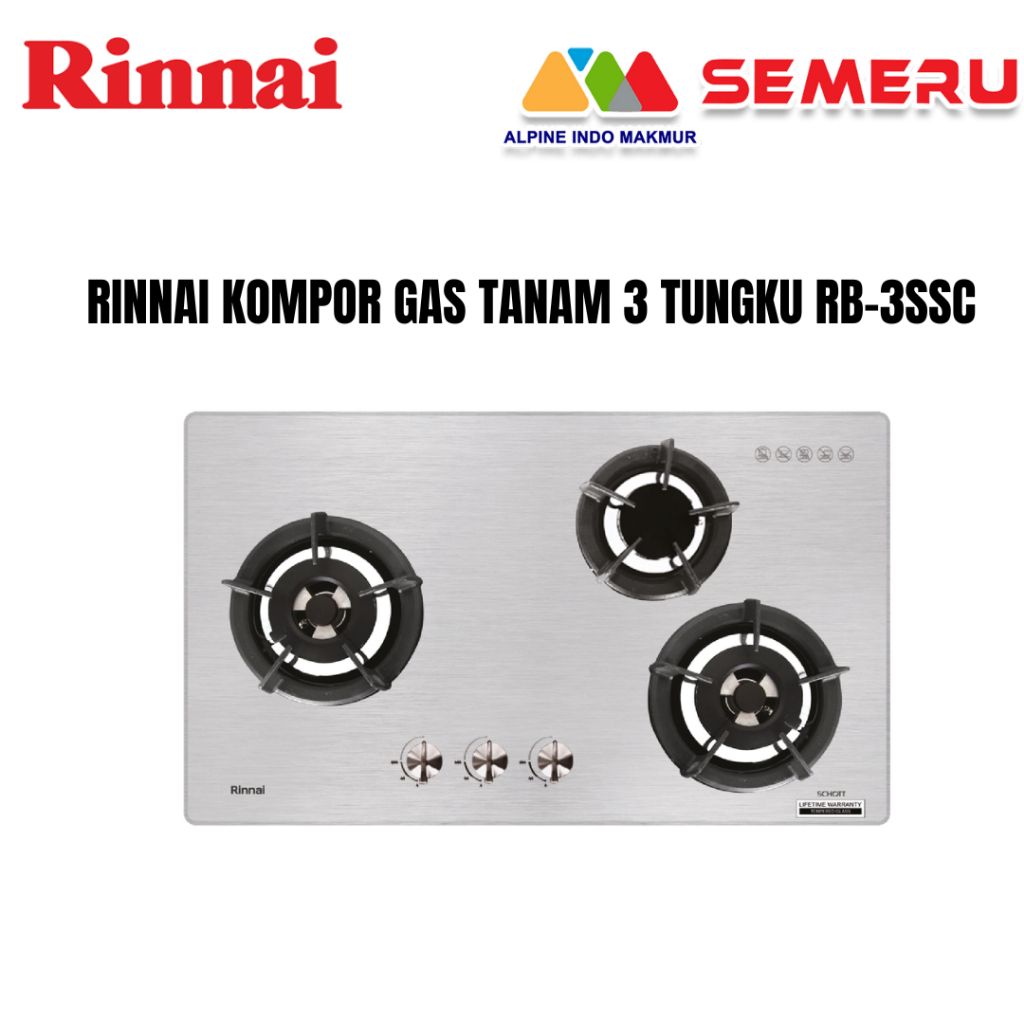RINNAI KOMPOR GAS TANAM 3 TUNGKU RB-3SSC