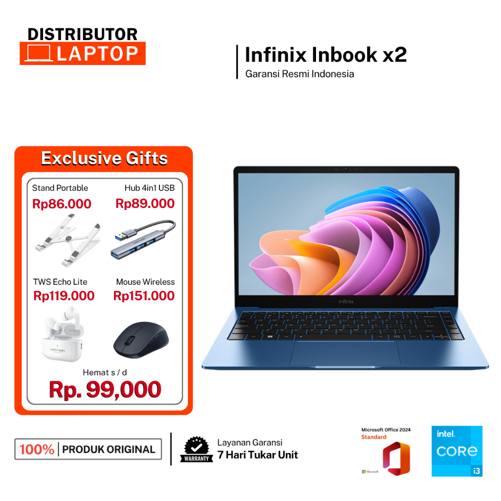 Laptop Infinix Inbook X2 / Core i3 1315U / RAM 8GB SSD 256GB / 14 inch IPS