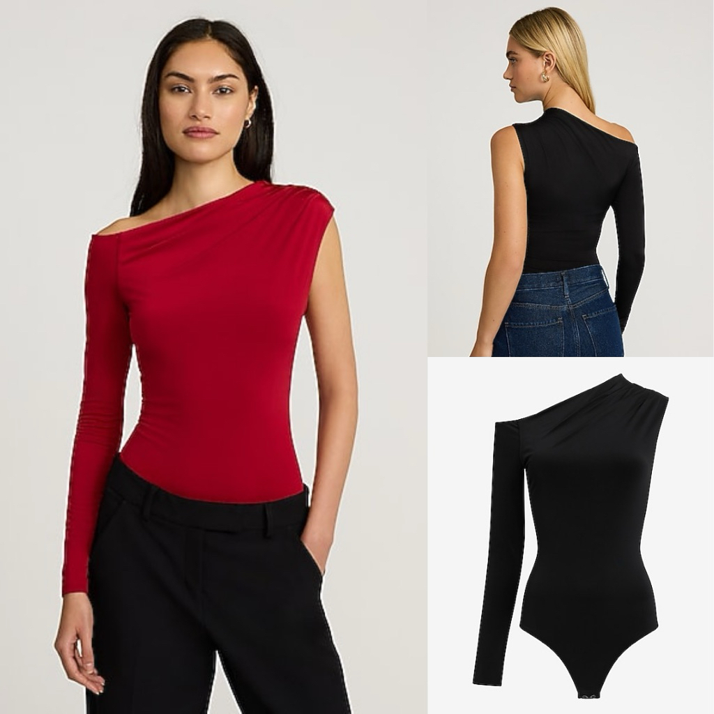 EXPRESS Body Contour One Shoulder Long Sleeve Bodysuit