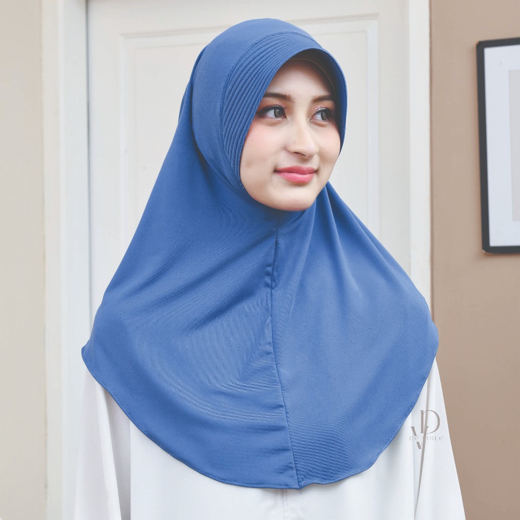 Jilbab Bergo Instant Daily Spandex Balon - Denim