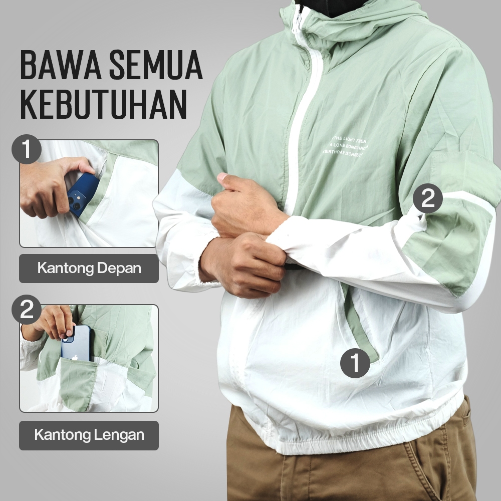 Jaket Olahraga Anti UV Windbreaker ala Korea Jaket Running Lari Sepeda Pria Wanita
