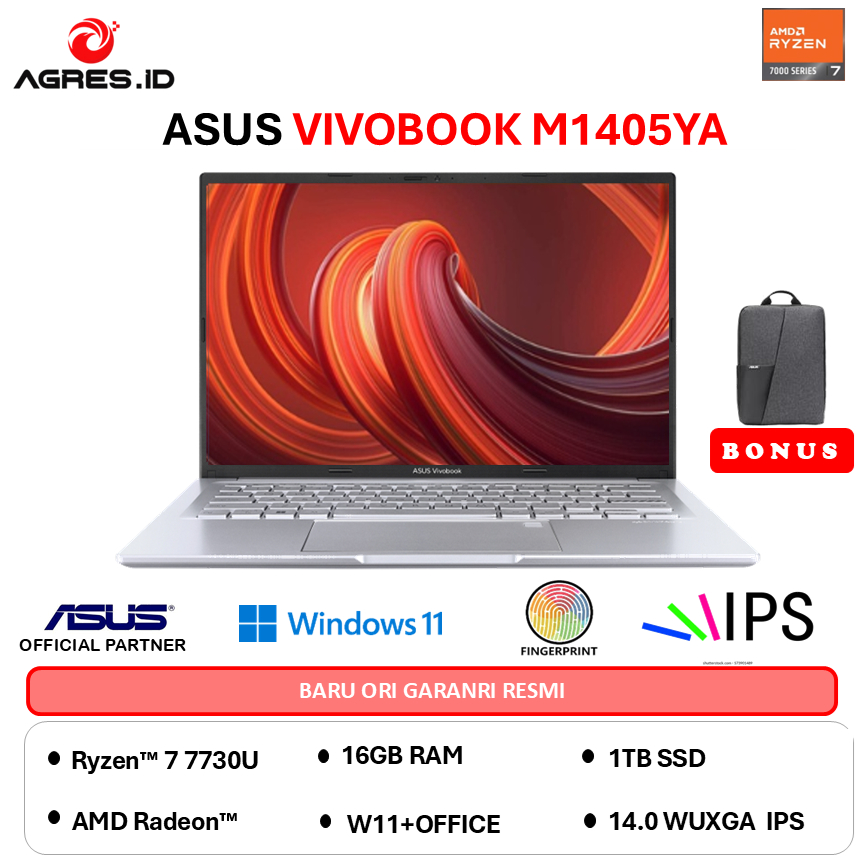 ASUS VIVOBOOK 14 M1405YA AMD RYZEN 7 7730 - RAM 16GB 1TB W11+OHS 14.0WUXGA IPS FP -VIPS7112M