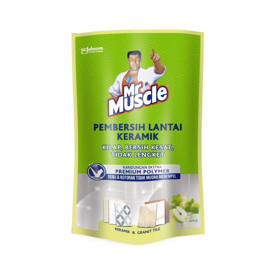 Mr. Muscle Pembersih Lantai Keramik Apple Pouch 720 ml
