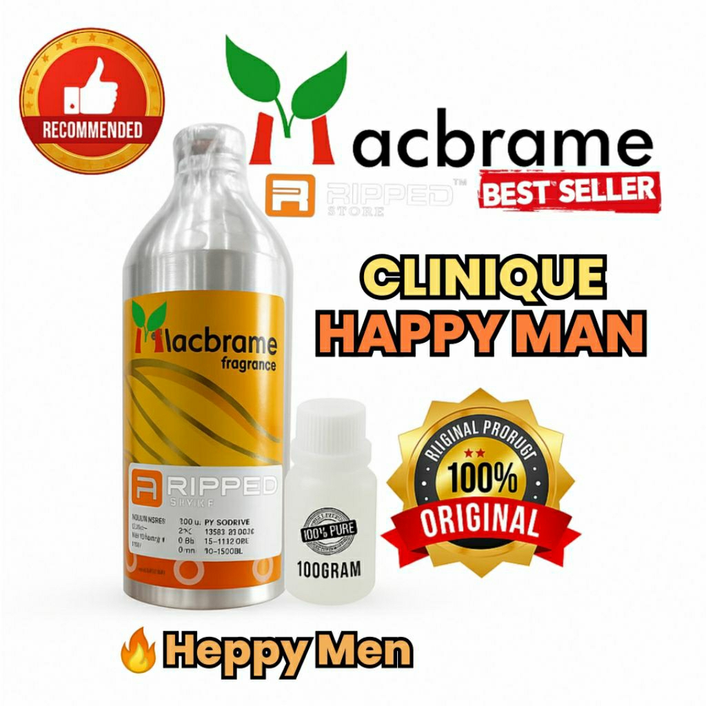 100ML Happy men Bibit Parfum Murni Clinique Happy man Original Macbrame