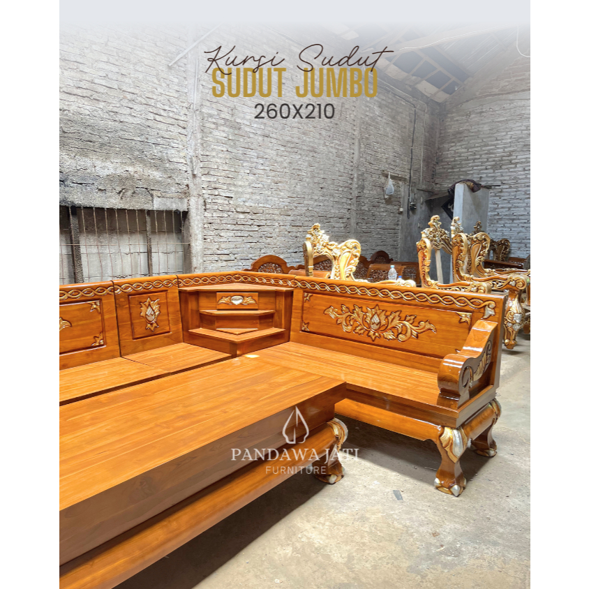 Kursi Sudut Jumbo Ukiran Mewah - Pandawa Jati Furniture