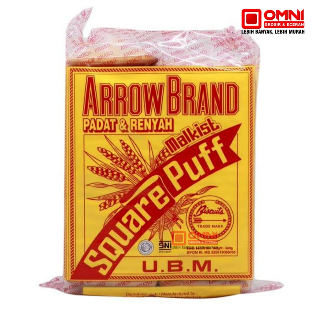 UBM Biskuit Arrow Brand Malkist Square Puff 360gr Cream Crackers Malkist Biscuit
