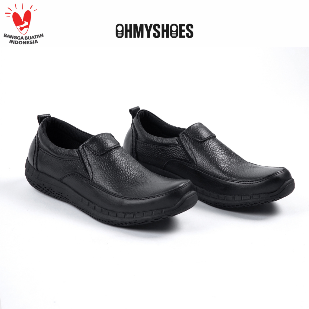 Sepatu Slip On Pria Kulit Sapi Asli AV1 – Hitam Elegan, Maskulin, Nyaman & Tahan Lama