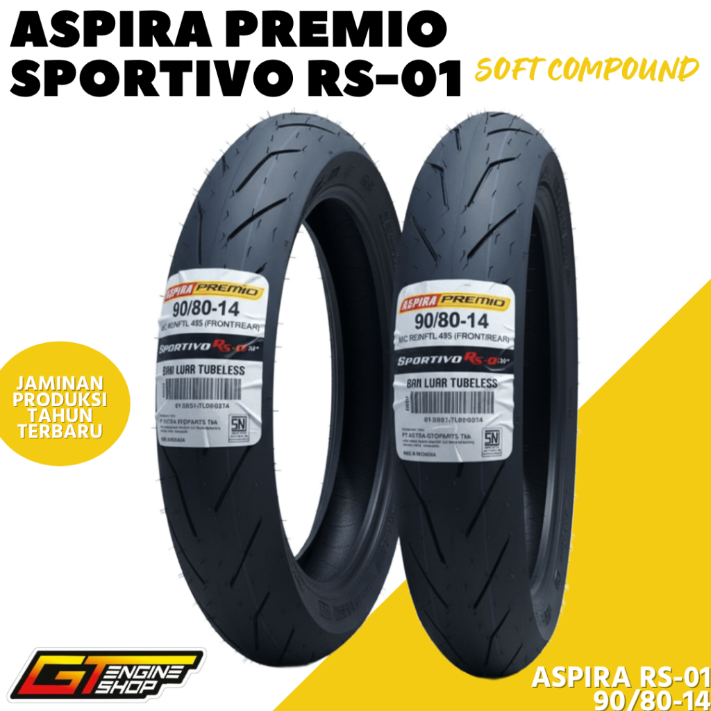 BAN ASPIRA PREMIO SPORTIVO RS01 ( 70/80-17 - 90/80-14 - 90/80-17 - 100/80-17 )TUBELESS SOFT COMPOUND