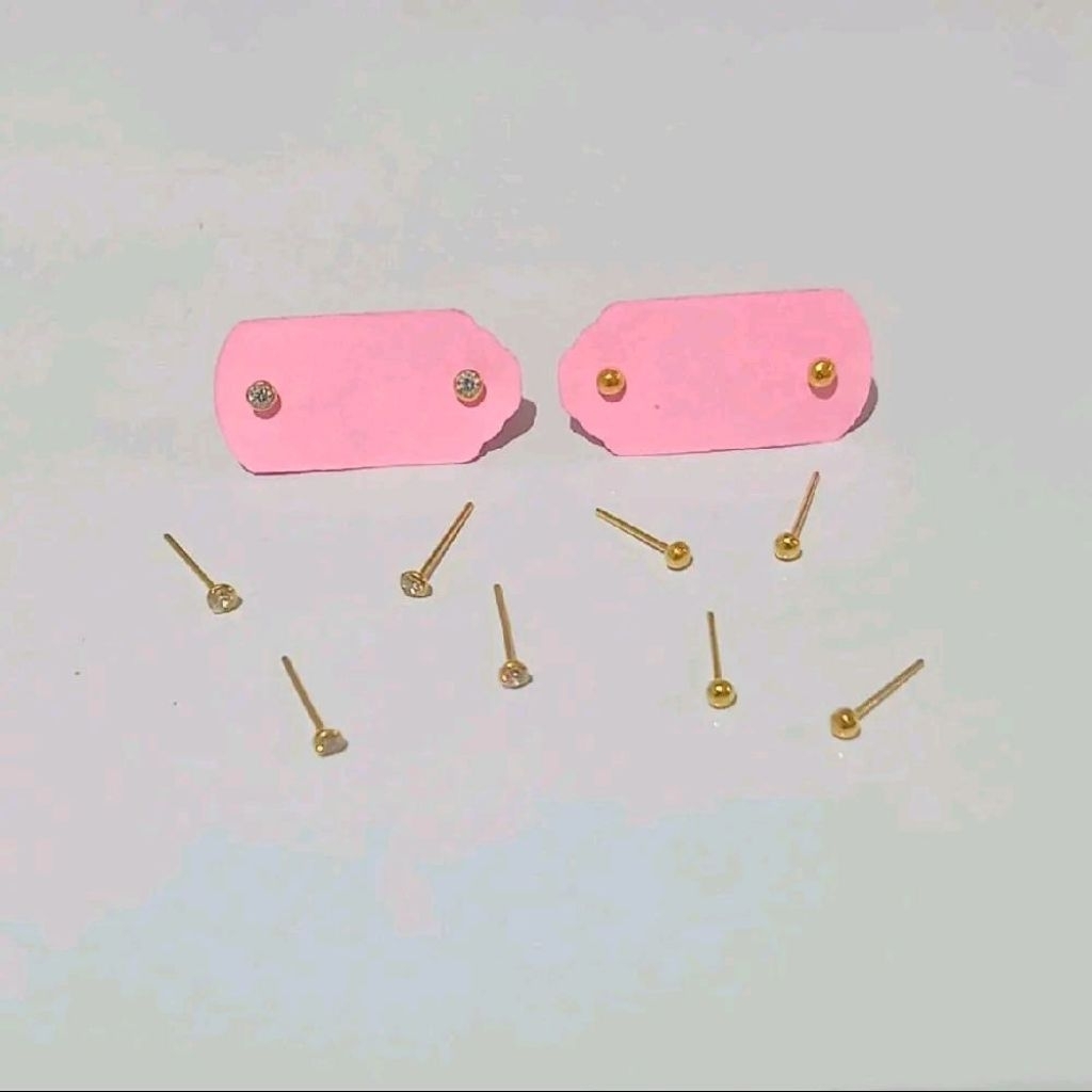 Anting Emas Tindik Hidung Mata & Polos (Emas Asli 6k)