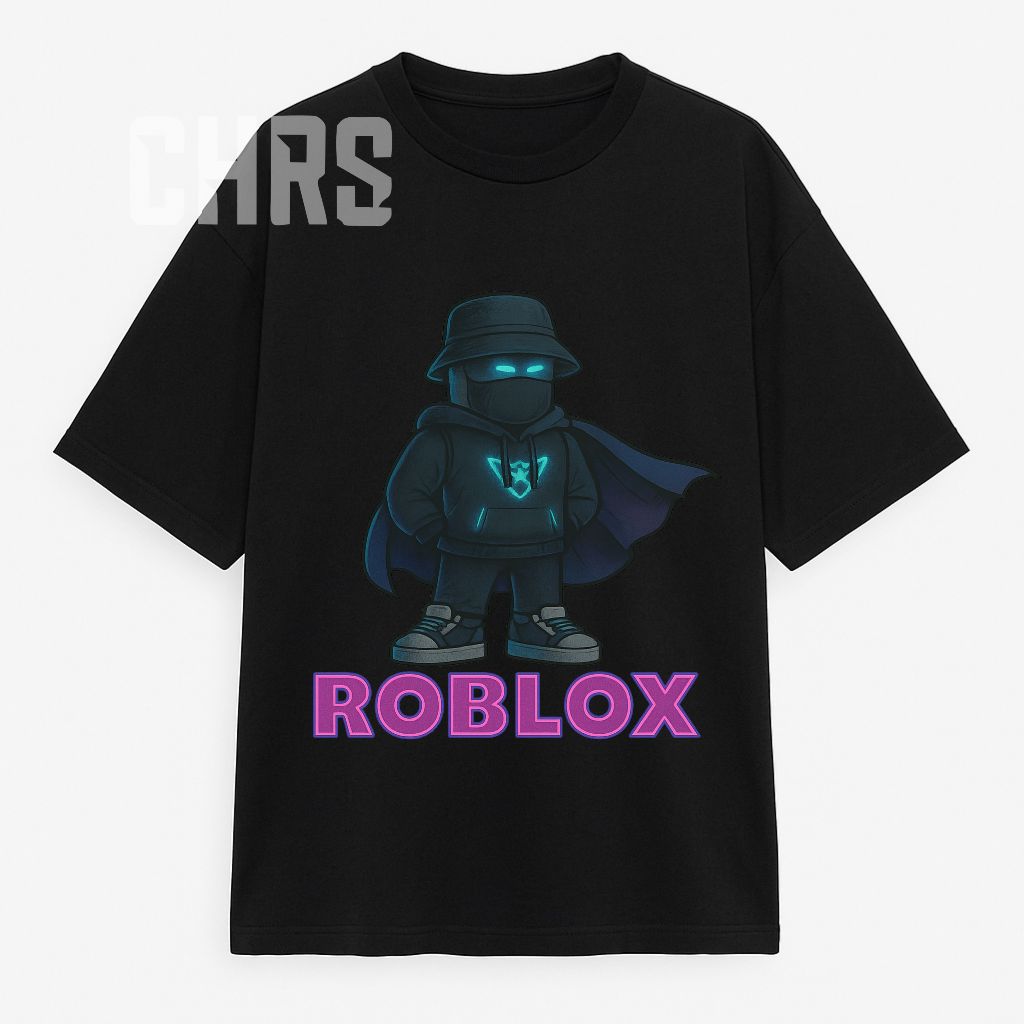 Kaos Pria Wanita Roblox Oversized  T shirt Distro Oversized Roblox Karakter Unisex Hitam Cotton 24s 