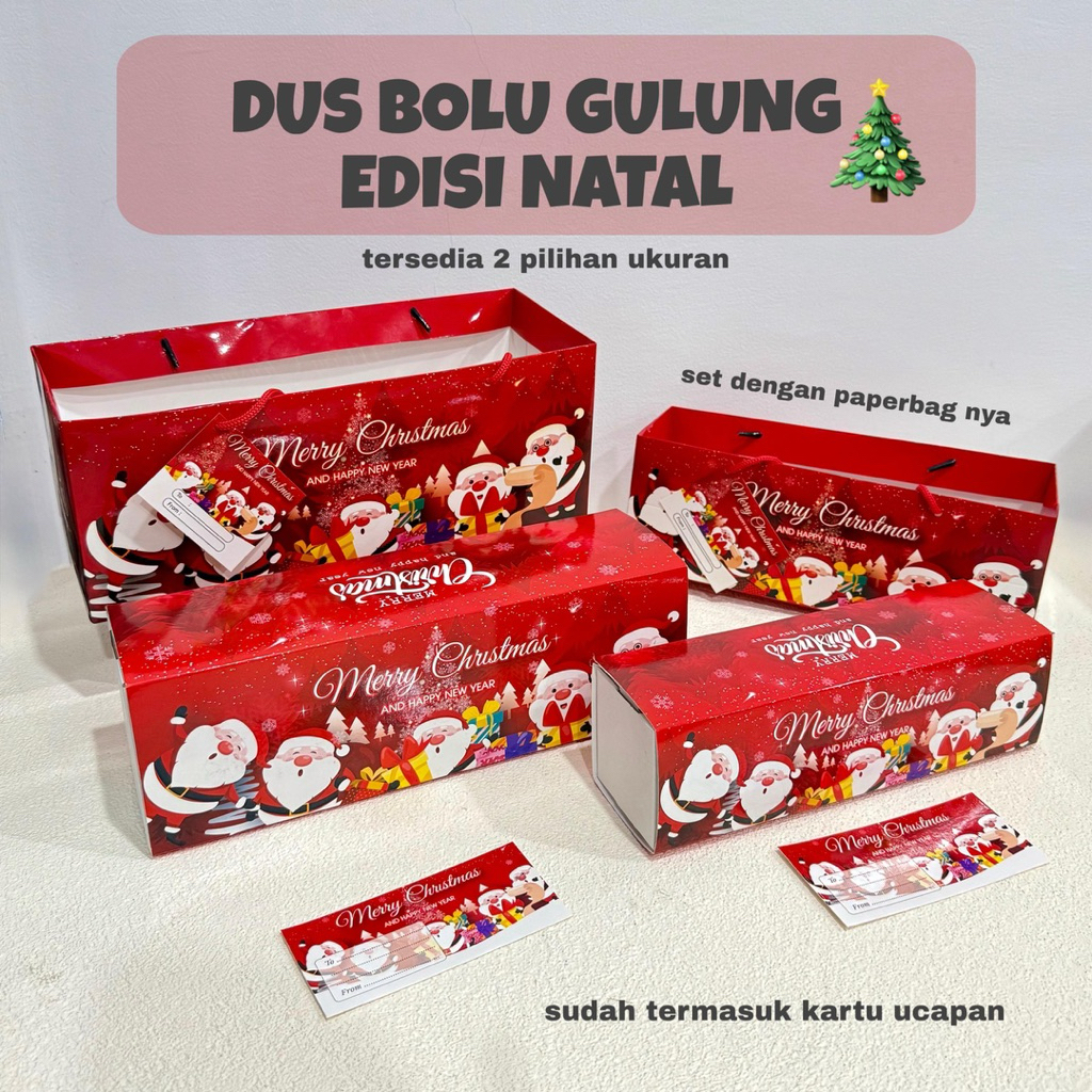 Dus Bolu Gulung Natal Model Sliding | Dus Bolu Natal Christmas | Box Hampers Bolu Natal Dan Tahun Ba