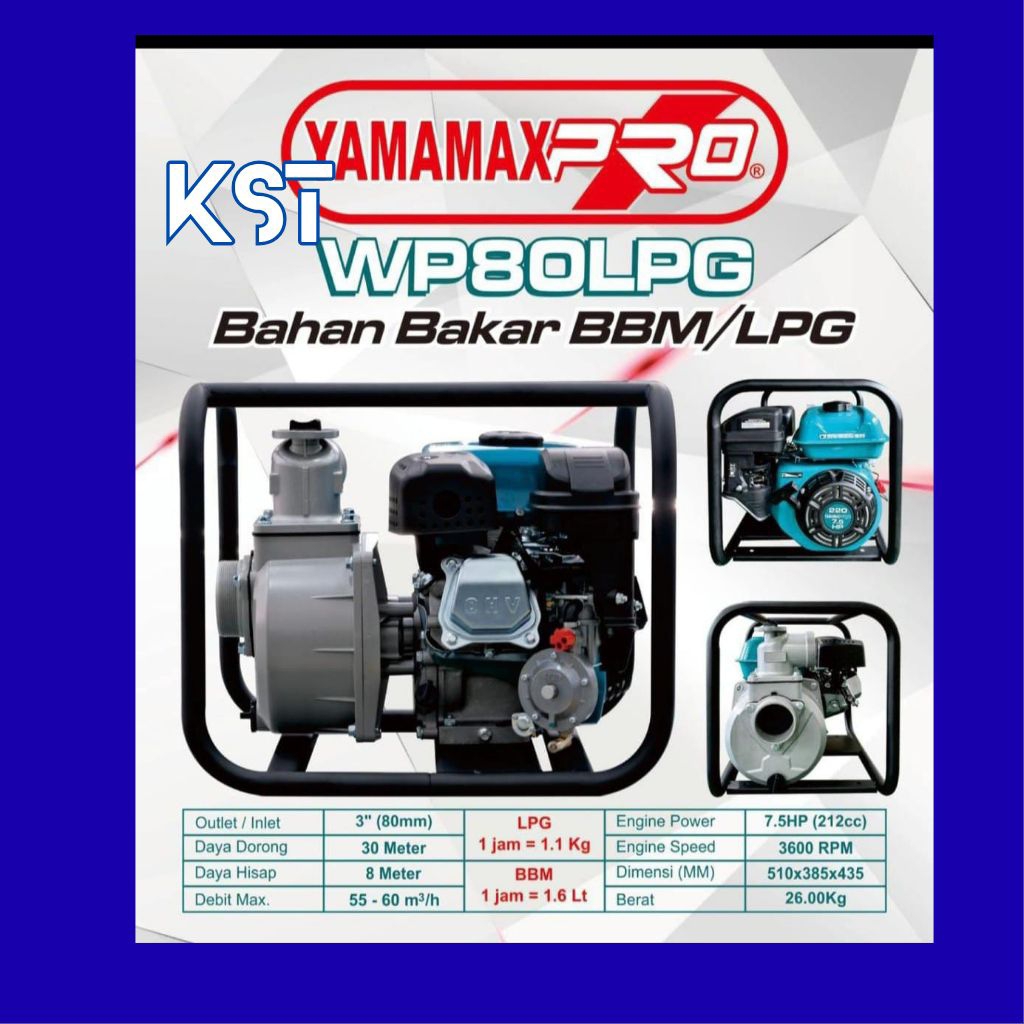 YAMAMAX PRO WP80LPG POMPA AIR SAWAH / ALKON IRIGASI 3INCH 4 TAK WP80LPG