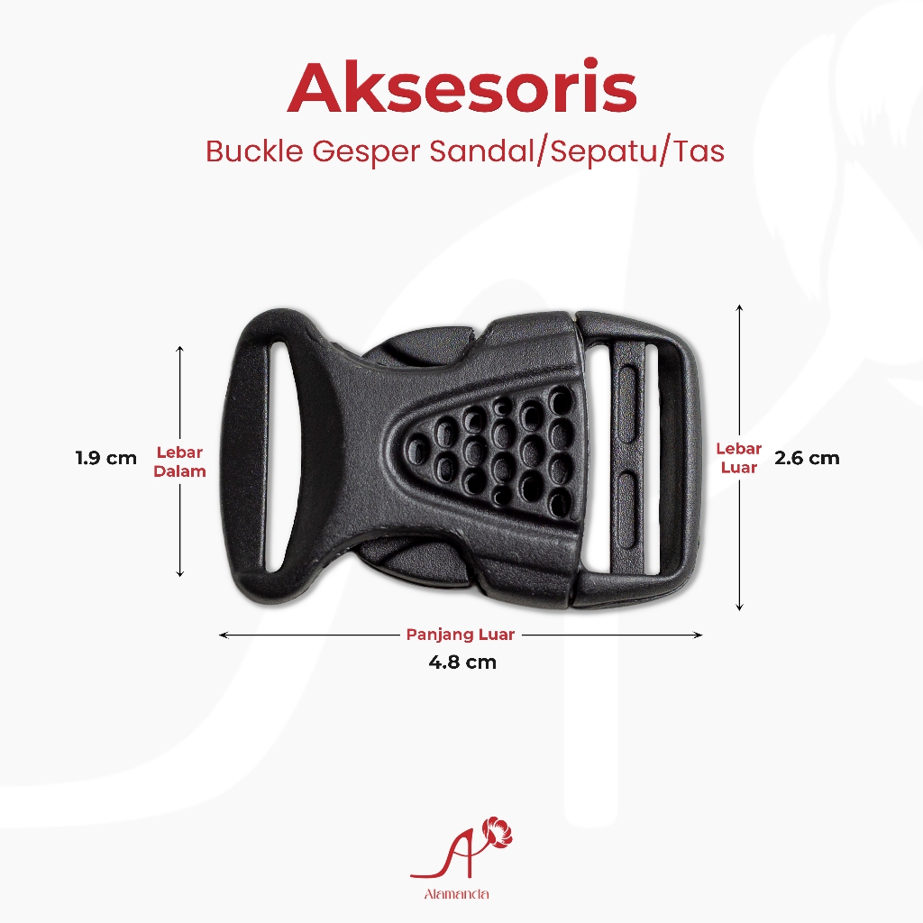 Aksesoris Buckle Kunci Sodok Gesper Bintik Plastik Bintik Warna Hitam Kecil