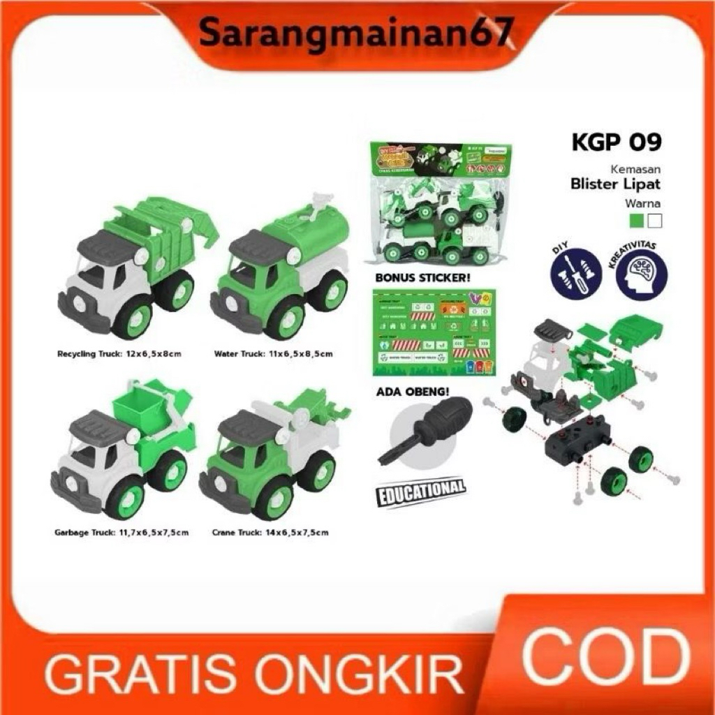 MAINAN MOBIL MEKANIK CILIK DINAS KEBERSIHAN KGP09