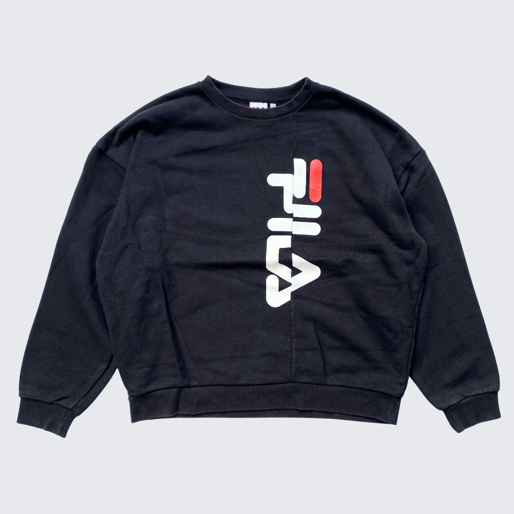 Black Black FILA Sportswear Mixmatch Patchwork Looks Signature Logo Comfy Sweater - Unisex - S