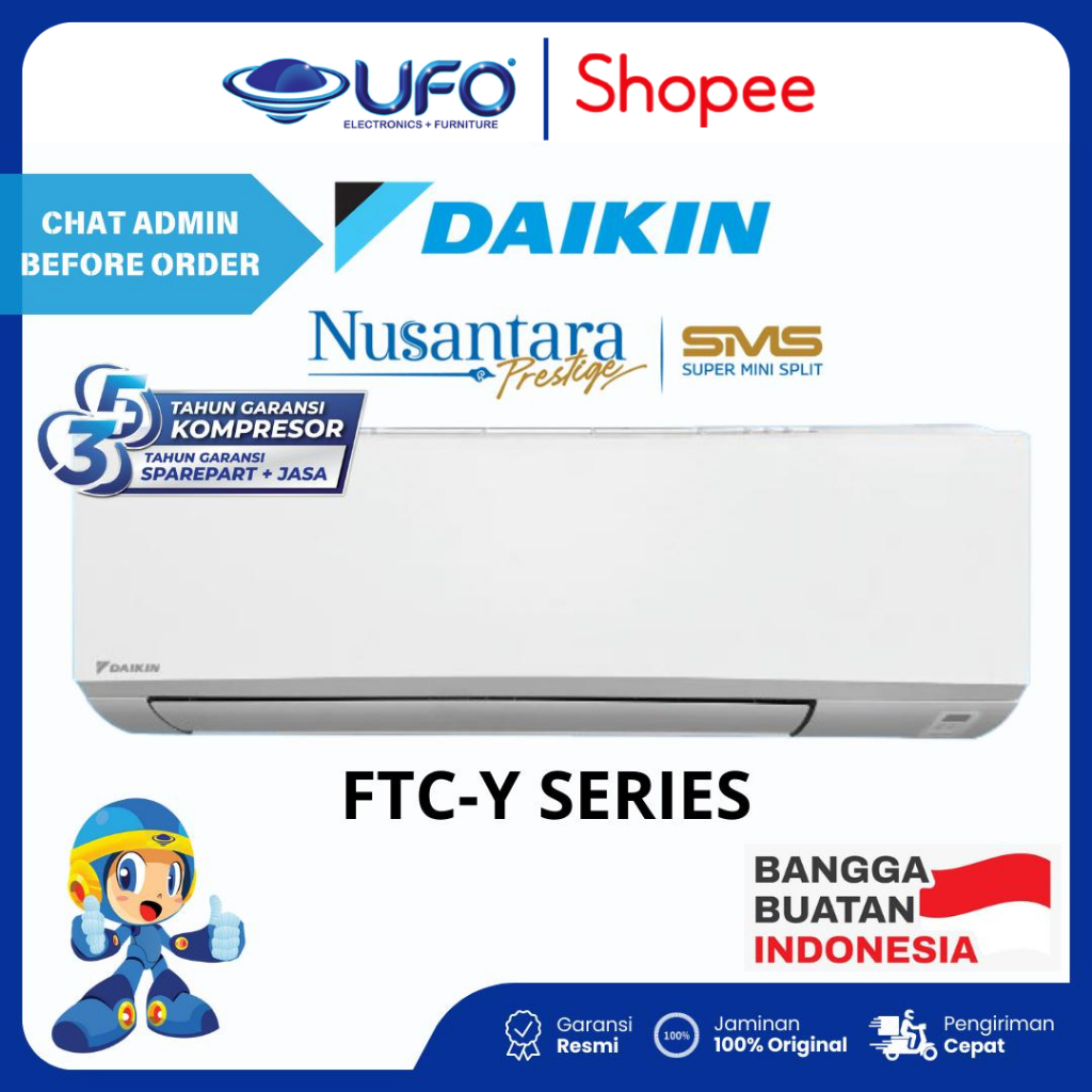 AC DAIKIN 1 PK SPLIT STANDARD SUPER MINI SPLIT FTC25YV14