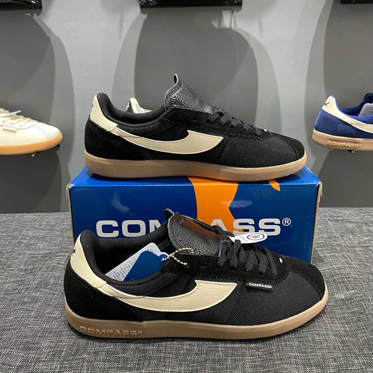Sepatu Compass Tribun Mesh Suede Black White