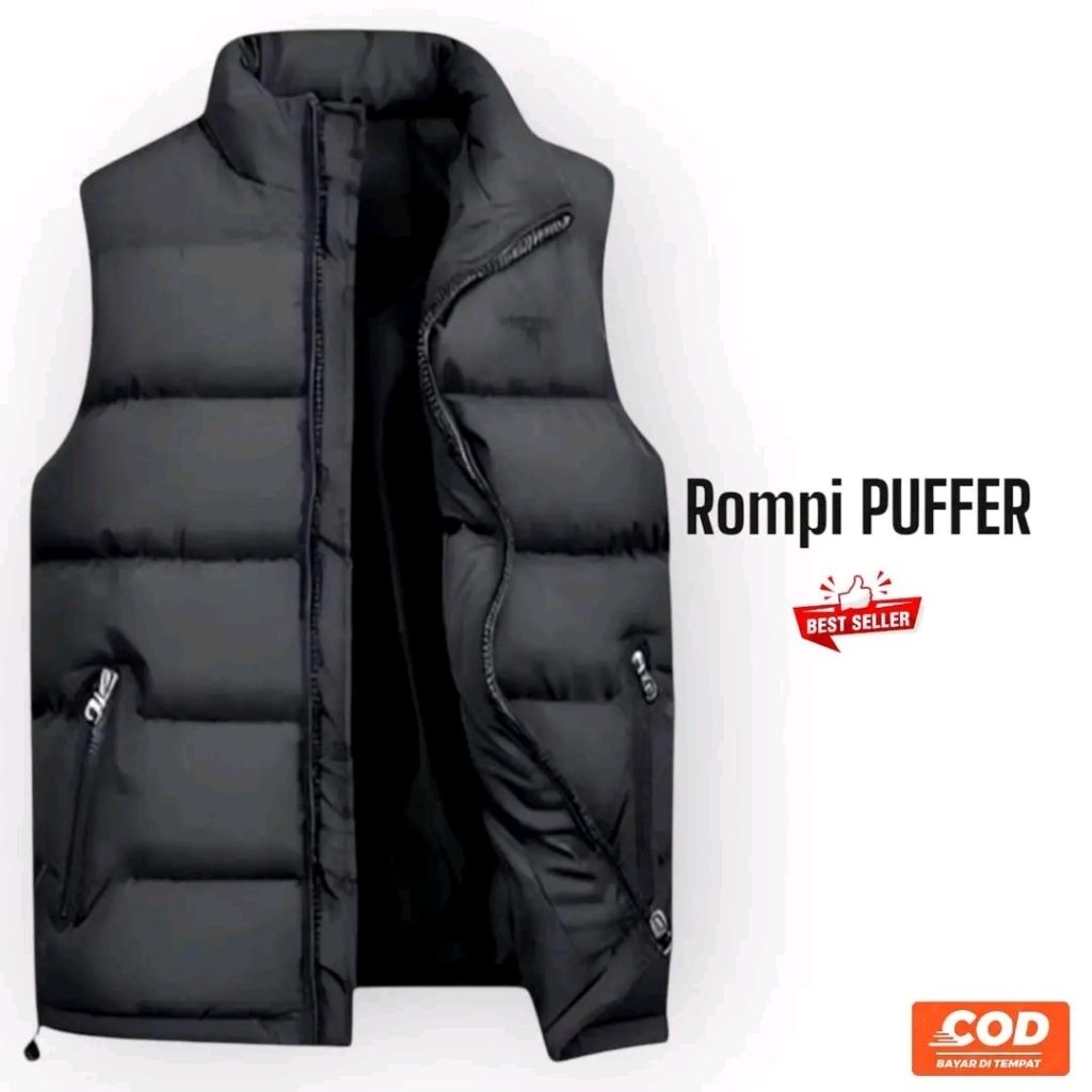 Rompi Parasut Anti Angin Anti Air Rompi Motor Custom Rompi Puffer Gelembung Pria Wanita Warna Abu