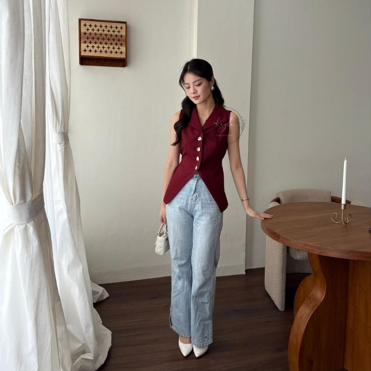 Vest Korea Premium Wanita | Outer Tanpa Lengan Elegan - WE048