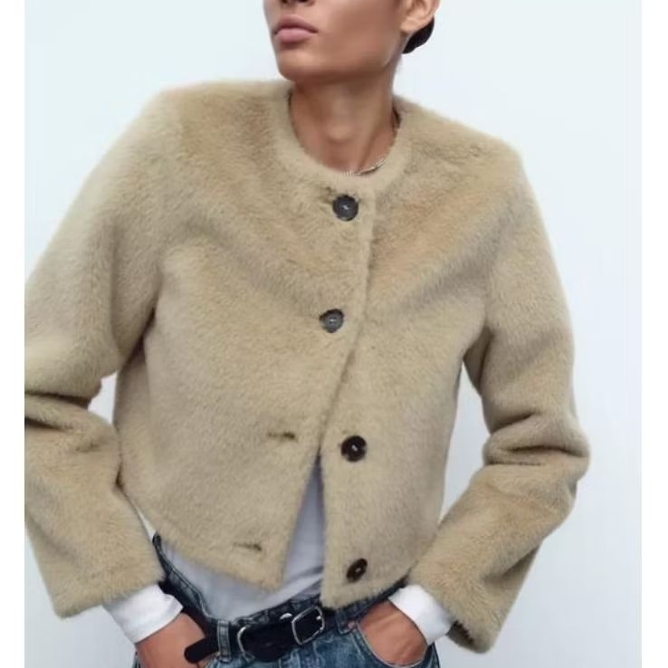 PREMIUM TOP | Fur brown nude jacket musim dingin wanita / Jacket Bulu BB Dewasa Wanita premium / Baj