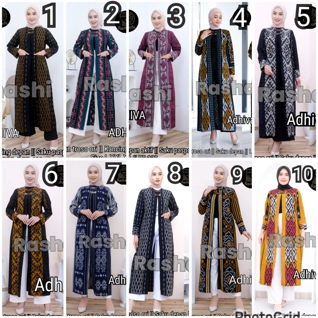 LONG OUTER Tenun troso  Tenun Sumbawa Jepara Baju Luar Cardigan tenun motif terbaru kekinian etnik w