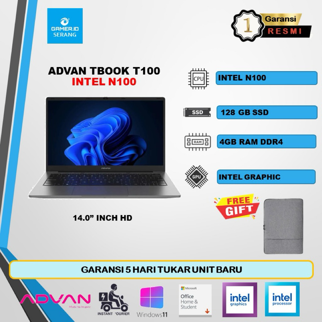 ADVAN TBOOK N100 4GB 128GB W11 RESMI