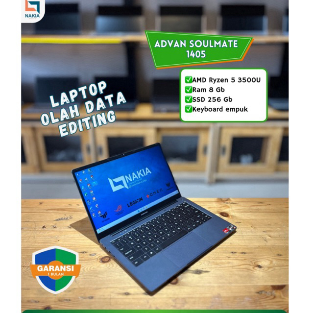 ADVAN SOULMATE 1405 ✅AMD Ryzen 5 3500U ✅Ram 8 Gb ✅SSD 256 Gb ✅Keyboard empuk