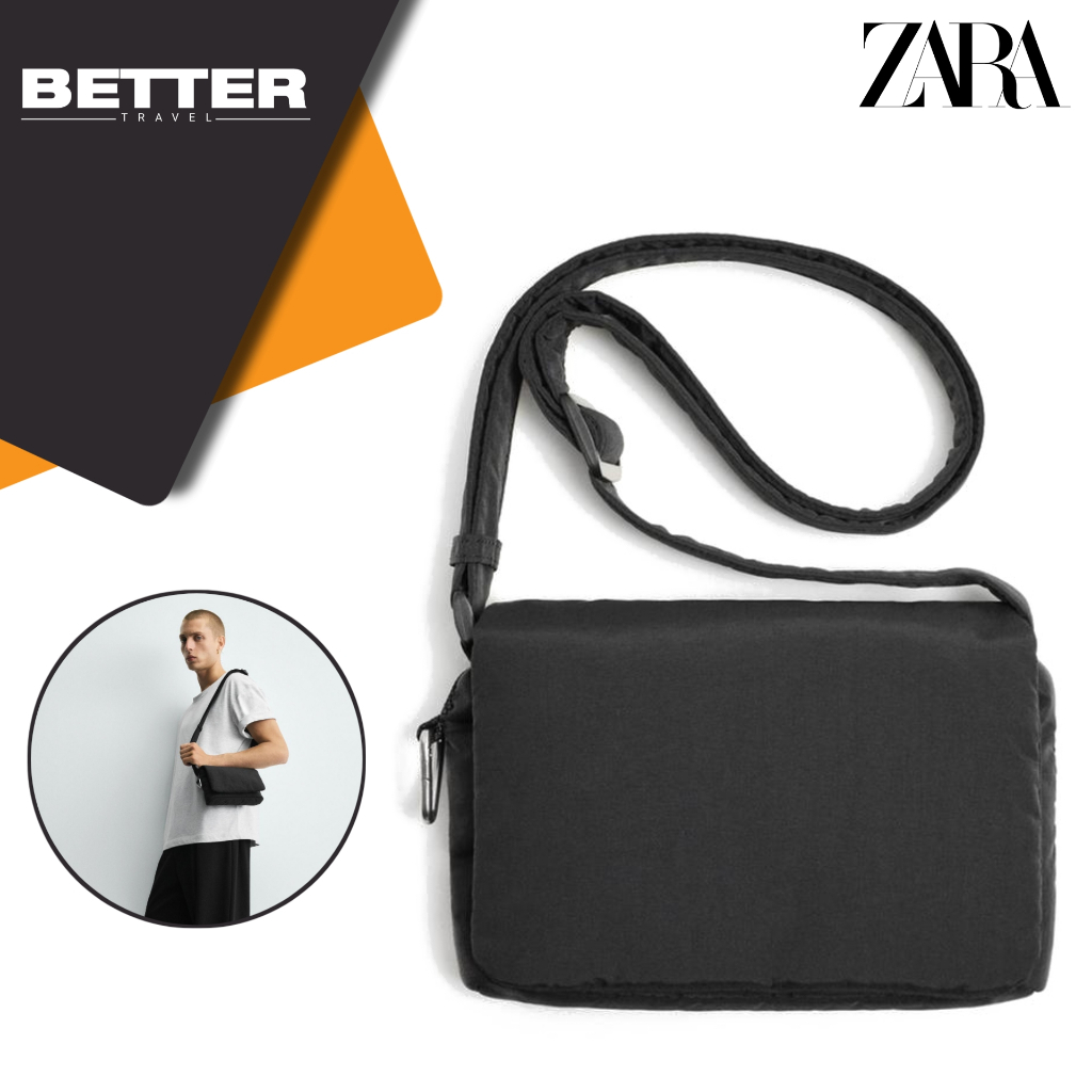 Tas ZARA pria selempang flap crossbody shoulder bag kasual daily