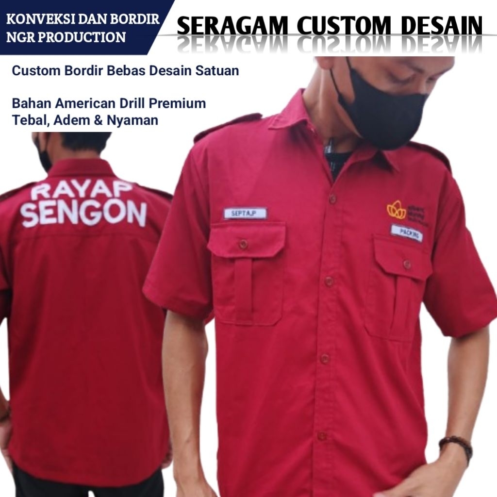 kemeja custom bordir PDH PDL satuan / seragam kerja bordir satuan