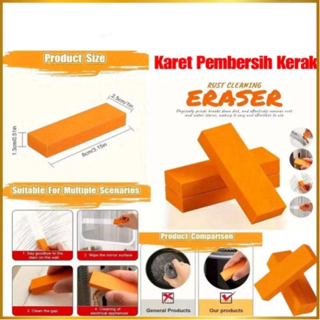 ( GROSIRAN ) Karet Pembersih Kerak Karet Penghapus Pembersih Kerak Kamar Mandi Toilet Kran Magic Rust Cleaning Eraser Serbaguna
