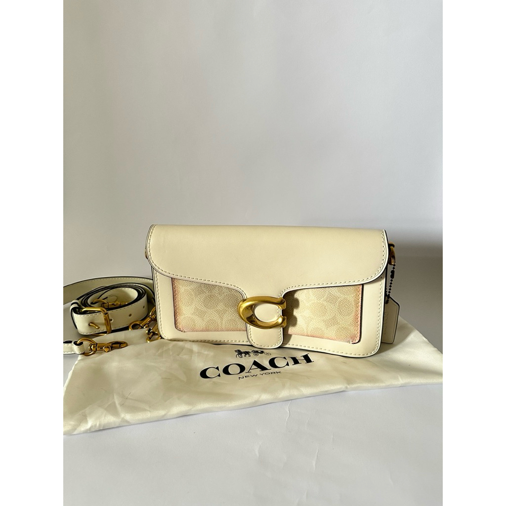coach bag coach tabby shoulder bag 26 signature canvas and leather white