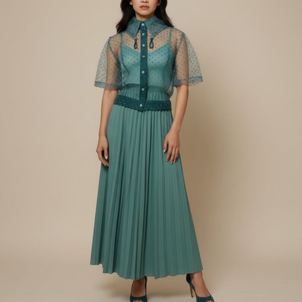 Preloved Set Dress Wanita merk Danjyo Hiyoji & Benang Jarum