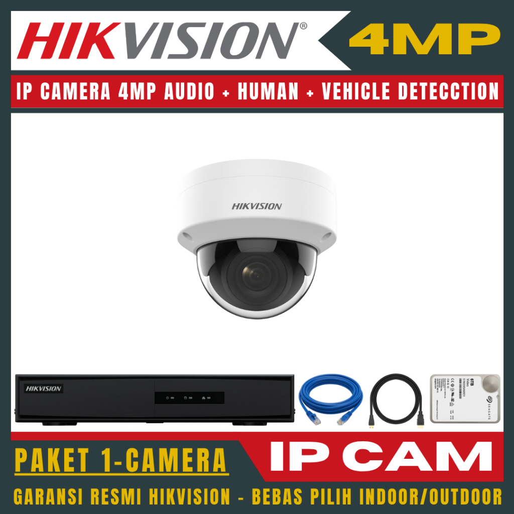 HIKVISION IP CAMERA 4MP PAKET 4 CHANNEL 1 KAMERA