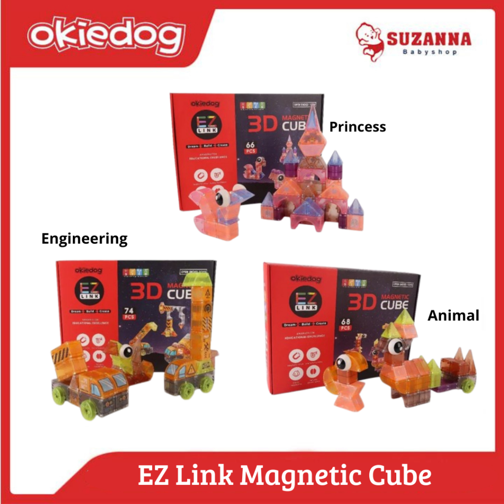 Okiedog EZ Link Magnetic Cube - Mainan Edukasi Anak