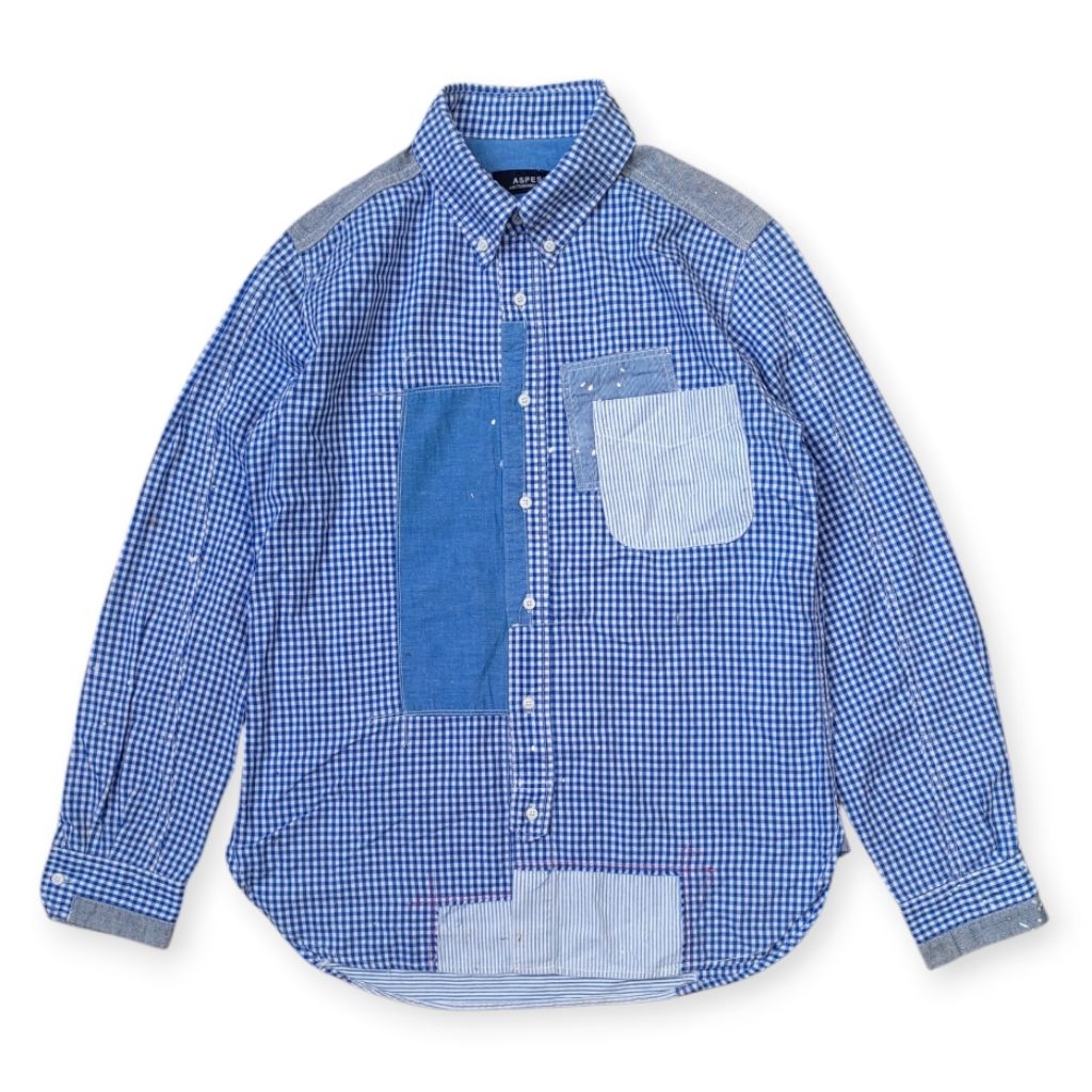 Aspesi Patchwork Gingham Button Down Shirt
