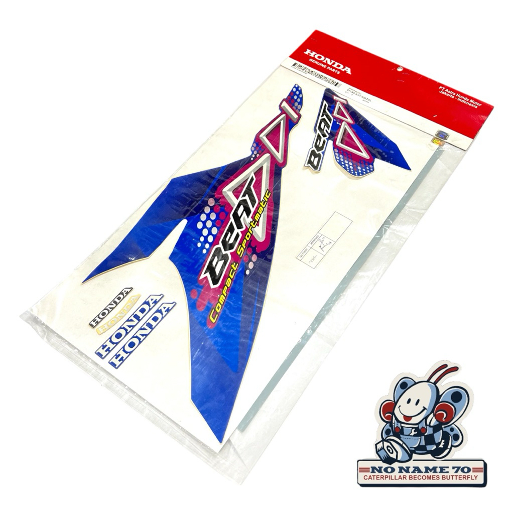 Striping Sticker Stiker Lis Body Bagian Kiri Honda Beat Karbu Karburator Biru Original