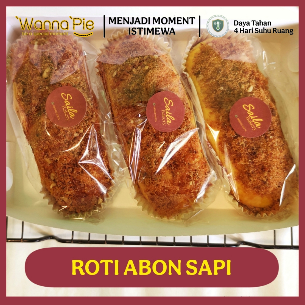Roti Abon Sapi 1 box isi 3 Pcs Siap Saji - Saila Bakery Wanna Pie