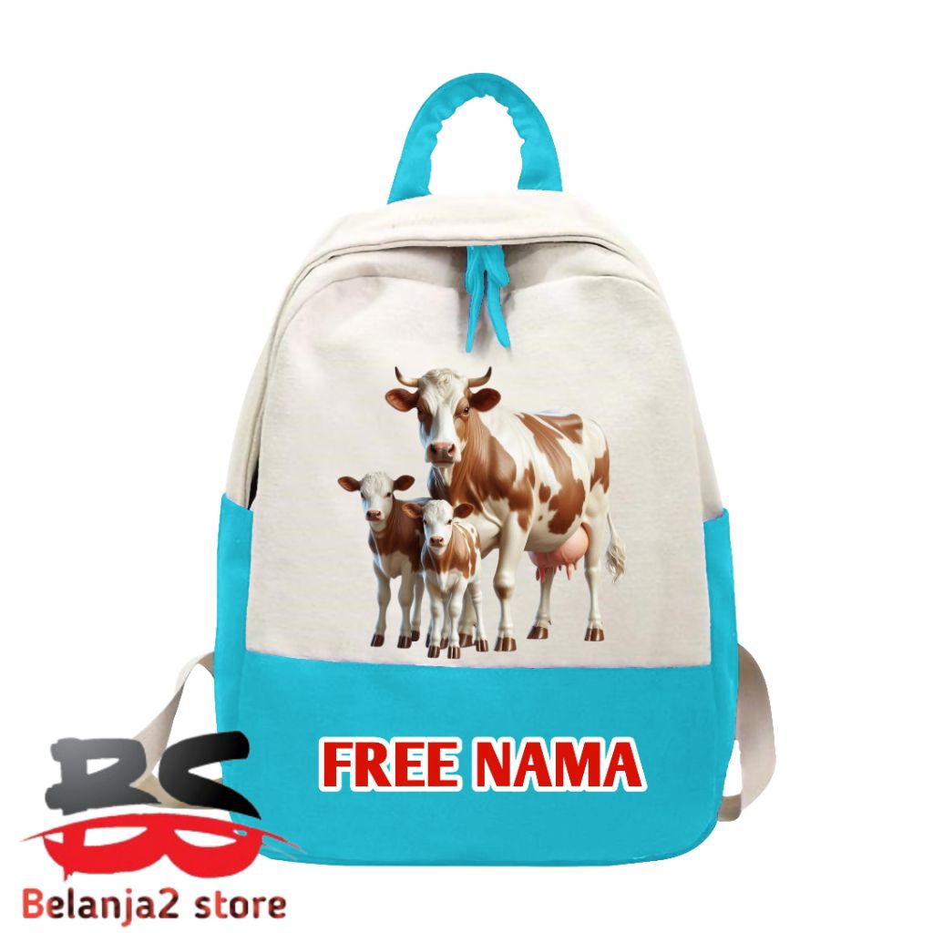 TAS ANAK RANSEL ANAK MOTIF GAMBAR SAPI BETINA TAS SKOLAH FREE NAMA