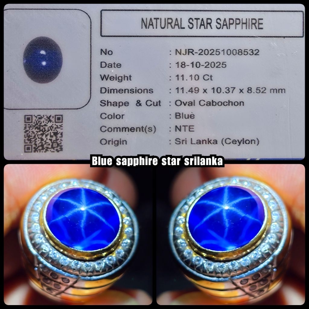 BATU BLUE SAPPHIRE STAR SRILANKA JUMBO HQ KRISTAL
