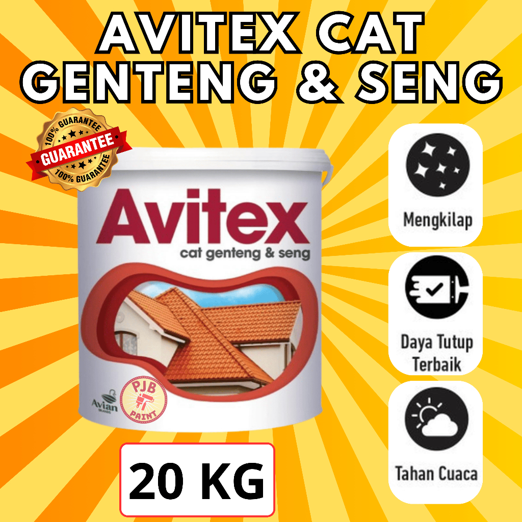 AVITEX CAT GENTENG & SENG HASIL MENGKILAP TAHAN CUACA EKSTREM KUALITAS PREMIUM / KEMASAN 20 KG