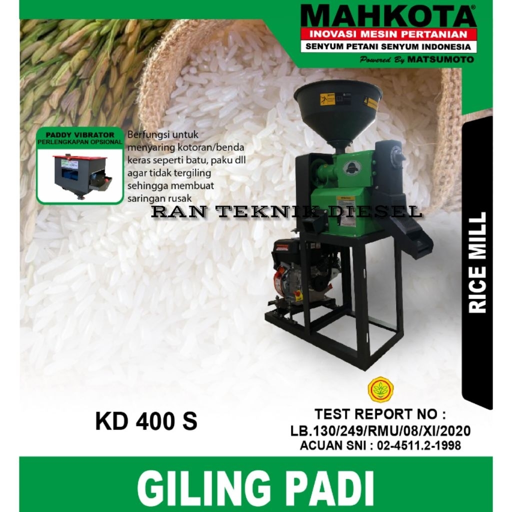 Mesin Giling Padi Serbaguna MAHKOTA KD 400 S